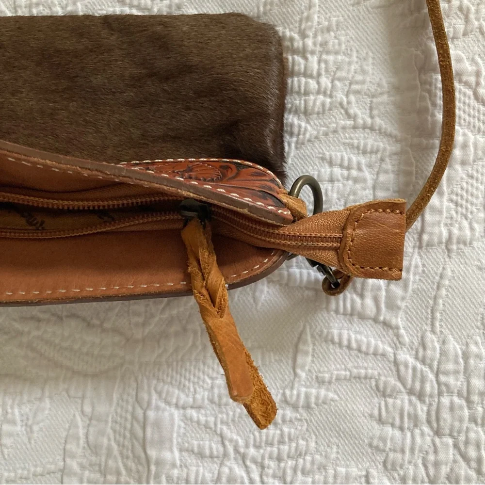 American Darling small crossbody purse topped leather calf hair western boho - Picture 12 of 16